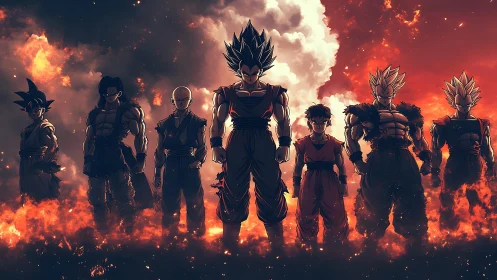 Fiery warriors stride from stormlit clouds to claim dawn