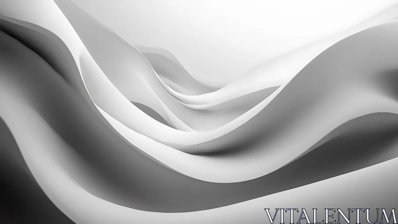 Monochrome fluid waveforms with layered sculptural curves.