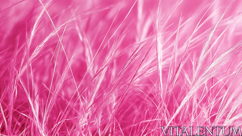Abstract close-up of grass blades in vivid pink tones, soft focus.