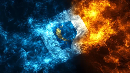 Guatemalan Flag Engulfed in Elemental Fire and Ice Flames