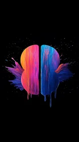 Symmetrical vertical paint forms divide warm and cool colors