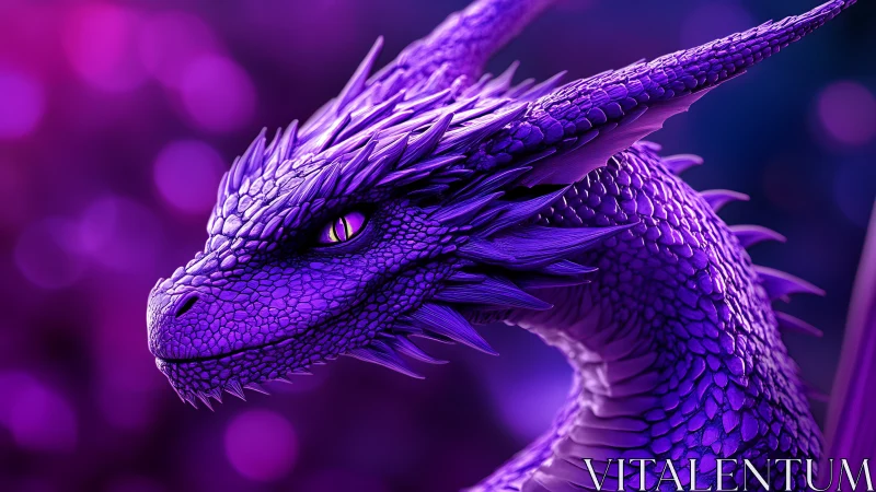 Violet starlit dragon coils through neon-tinted twilight dream.