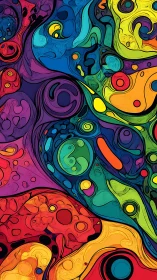 Multicolored abstract fluid shapes with swirling contours.