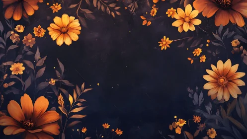 Golden Flowers Dance Across Dark Night Sky