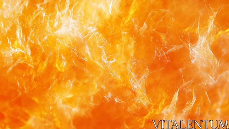 Vibrant macro of orange pulp with fibrous texture and glowing light.