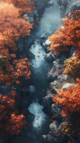 Autumn river canyon humming under copperleaf crowns.