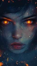 Fiery eyed heroine gazes ahead with glowing inner power