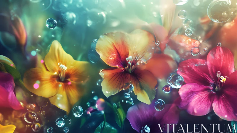 Luminous petals drift through enchanted dewdrop dimensions