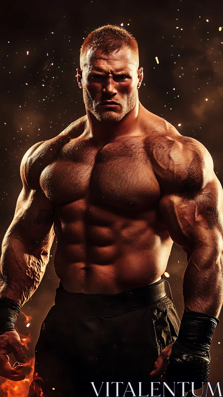 Ember-lit powerhouse fighter carved from molten midnight iron.