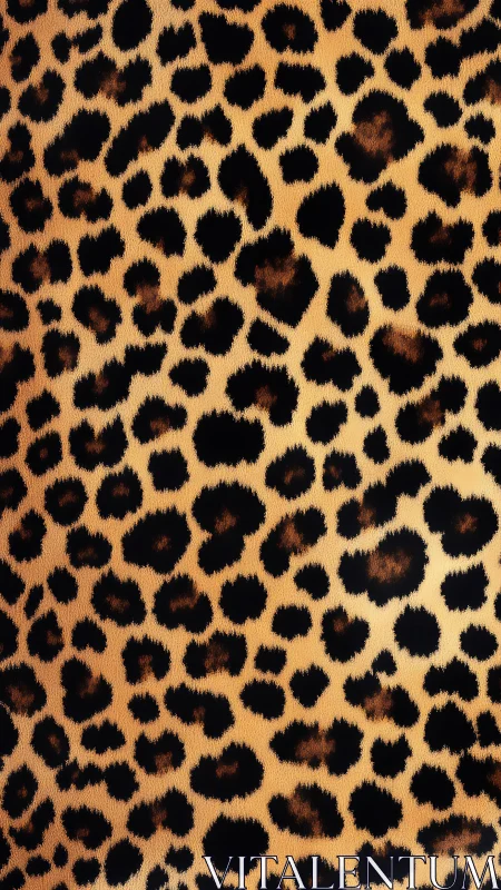 Leopard Print Textile Pattern: Warm Tan Base with Black Rosette Spotting