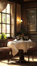 Sunlit table whispers quiet toasts in a vintage dining nook