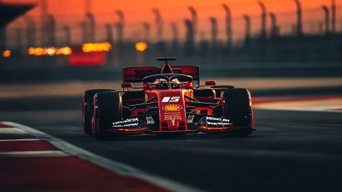 Sunset-scorched circuit lets scarlet race car breathe fire