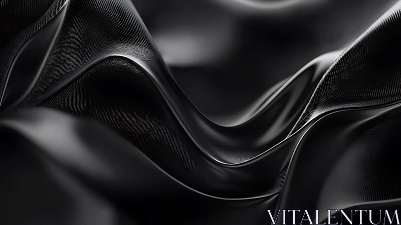 Midnight metal dunes ripple like liquid-black silk folds.