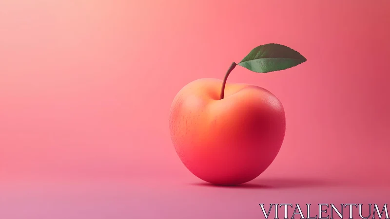 Surreal peach-apple hybrid on pink gradient background, minimal style.