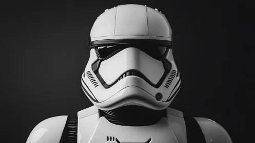 White futuristic armored helmet portrait under dramatic light