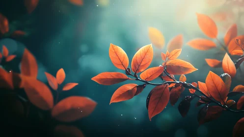 Vibrant Autumn Leaves in Soft Sunlight, Artistic Nature Scene.