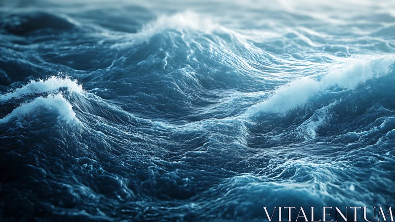 Whispering storm waves in luminous teal-blue procession.