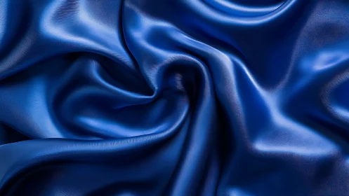 Luxurious Blue Satin Fabric in Flowing Motion and Light