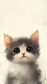 Watercolor Feline Portrait with Expressive Eyes and Ethereal Composition.