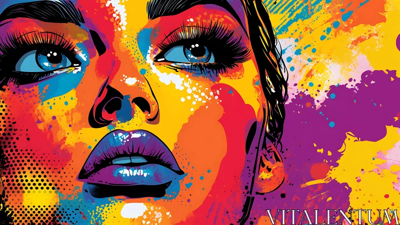 Vibrant pop art portrait layers saturated color fields dynamically