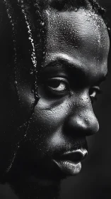 Intense closeup portrait celebrates strength in shimmering light