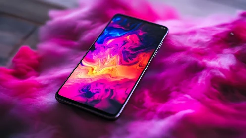 Vibrant Digital Wallpaper: Colorful Smartphone Display Magic.