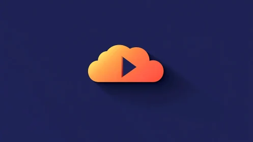 Minimalist cloud media icon rendered with gradient flat design
