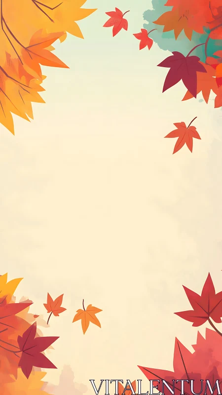 Autumn maple leaves frame with warm empty center space.