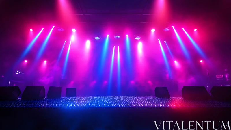 Concert stage with RGB LED floor and magenta beam wash