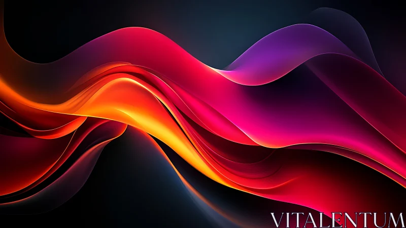 Fluent neon ribbons flowing across deep digital night sky.