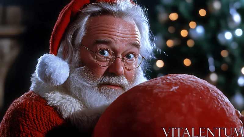 Close-up portrait of Santa figure with shallow depth of field