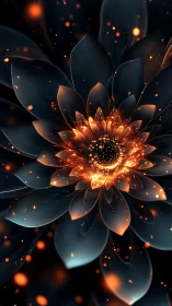 Luminous ember flower radiates energy in dark macro bloom