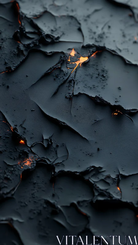 Dark fractured surface shows glowing subsurface fissures