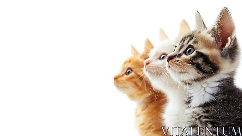 Two Kittens Gazing Upward Together.