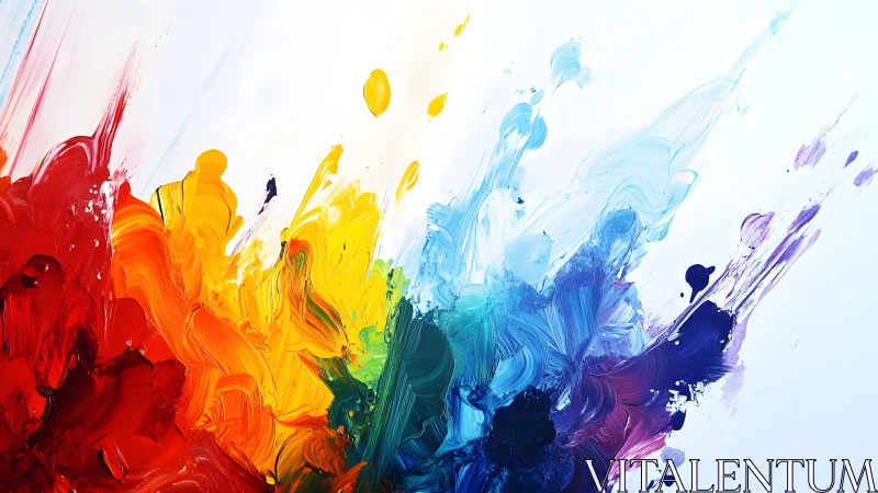 Vibrant Abstract Paint Splash in Rainbow Colors, Modern Style.