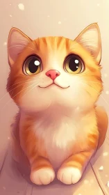 Warm-toned orange tabby cat with large expressive eyes.