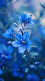 Blue flax flowers in sharp focus with soft blurred background.