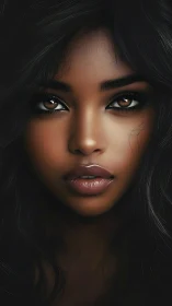 Intense digital portrait captures soulful gaze in soft shadow