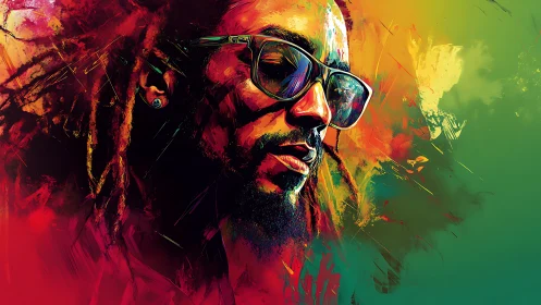 Digital portrait shows dreadlocked figure in tinted glasses