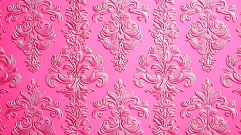 Ornate pink damask swirls with playful modern shimmer.