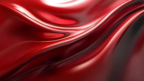 Crimson metallic waves flowing in abstract liquid motion.