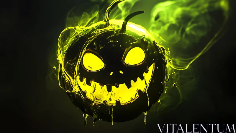 Luminous toxic jack o lantern core with dripping ectoplasmic glow