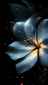 Luminescent Floral Form with Golden Particle Dispersion.