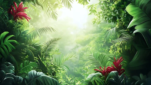 Luminous Jungle Canopy: Digital Botanical Narrative.