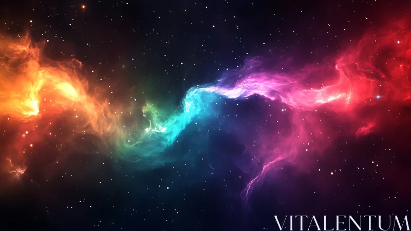 Multicolor nebular filament crossing star-dense deep space field