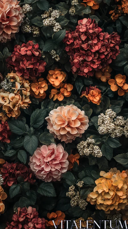 Vibrant Garden Blooms in Rich Autumn Colors and Tones