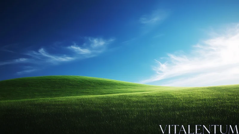 Gentle green hillside beneath a deep, quietly glowing sky.