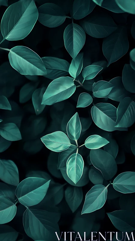 Teal foliage fills frame with layered overlapping leaves