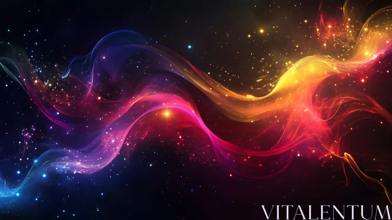 Starlit color waves drifting through a glowing cosmic night.