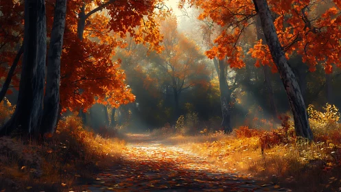 Golden Portal Awaits Where Autumn's Embers Dance